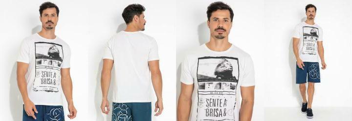 Camiseta Branca com Estampa Localizada