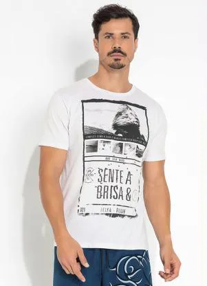 Moda Pop - Camiseta Branca com Estampa Localizada - MODA POP