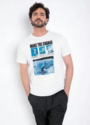 Multimarcas - Camiseta Branca com Estampa na Frente - MULTIMARCAS