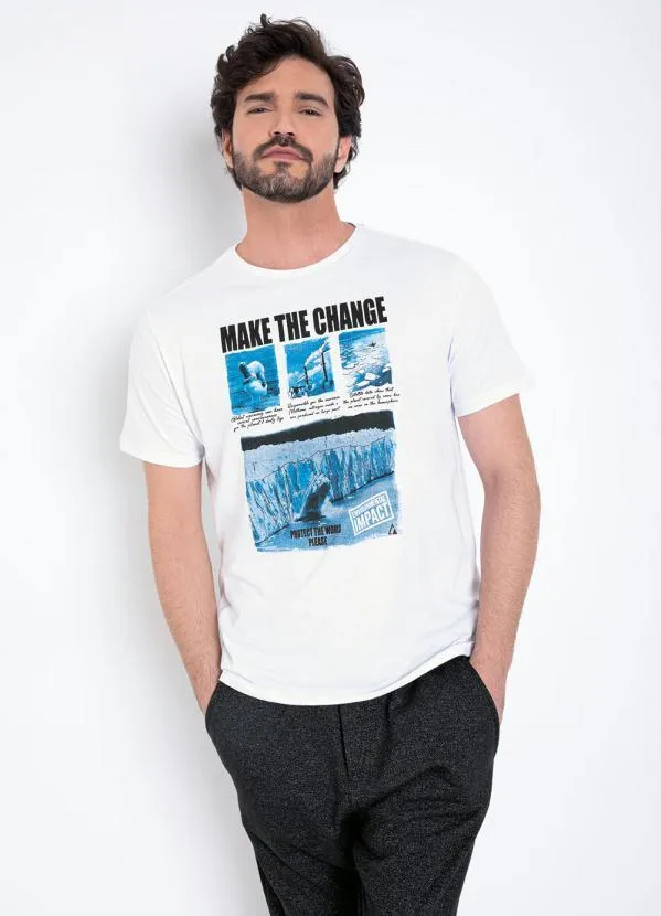 Multimarcas - Camiseta Branca com Estampa na Frente