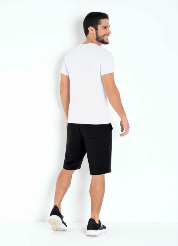 Outlet - Camiseta Branca em Ribana com Mangas Curtas 4