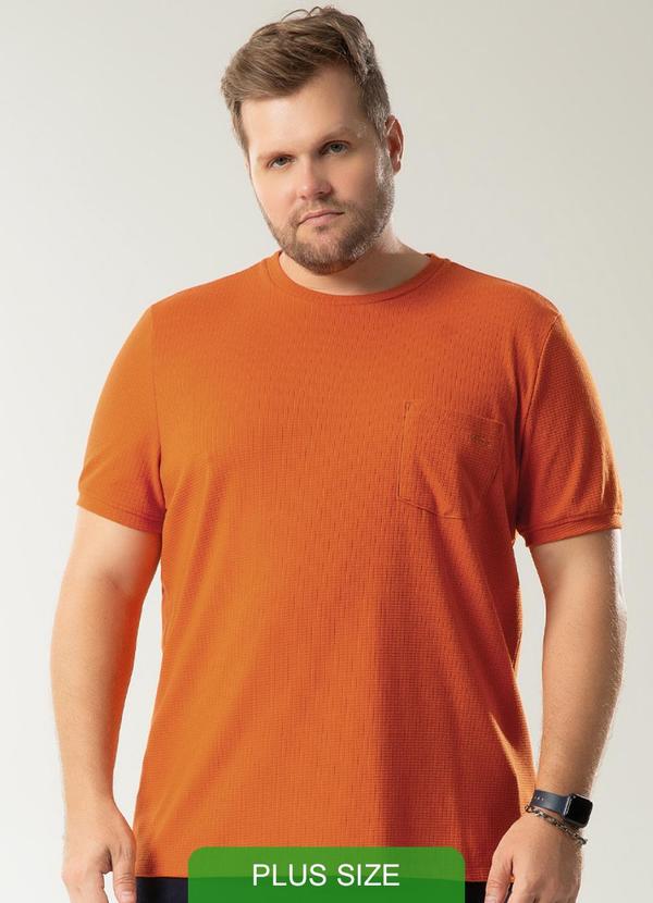 Exco - Camiseta Canelada com Bordado Laranja