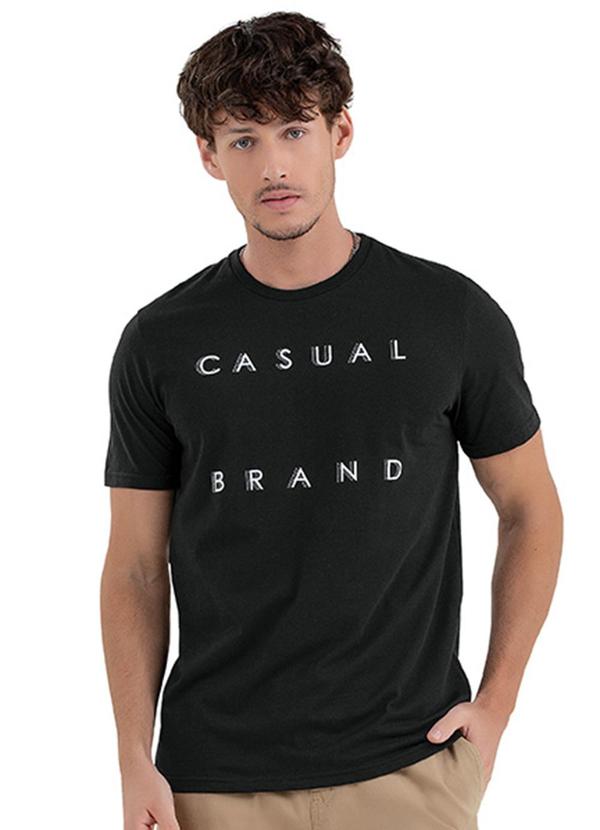 Rezzato - Camiseta Casual Brand Adulto Masculino Preto