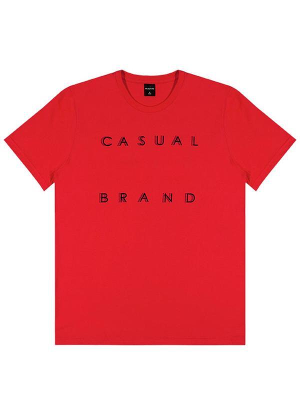 Rezzato - Camiseta Casual Brand Adulto Masculino Vermelho
