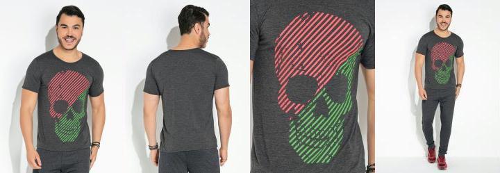 Camiseta Chumbo com Estampa Localizada