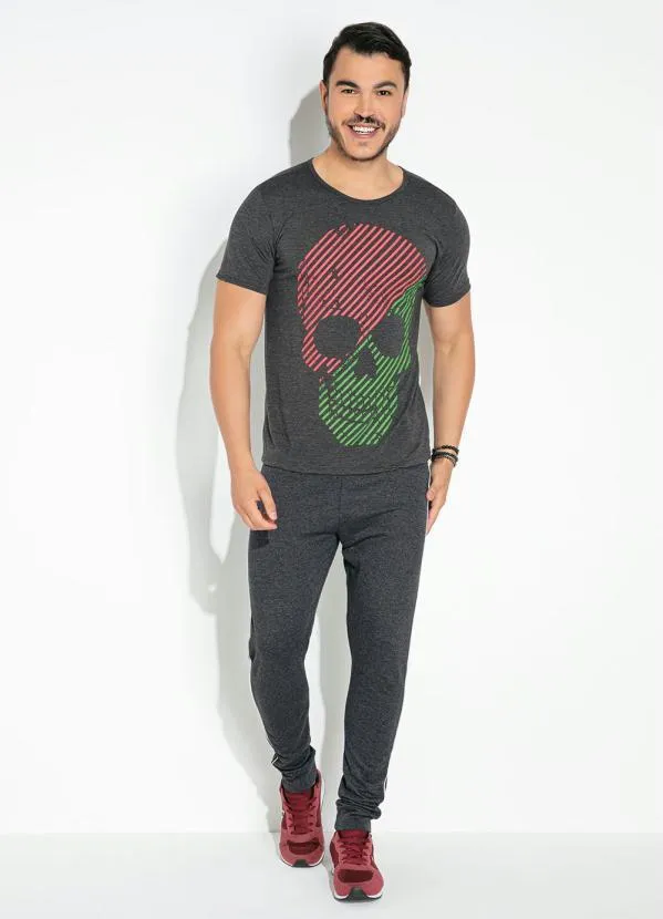 Moda Pop - Camiseta Chumbo com Estampa Localizada 4