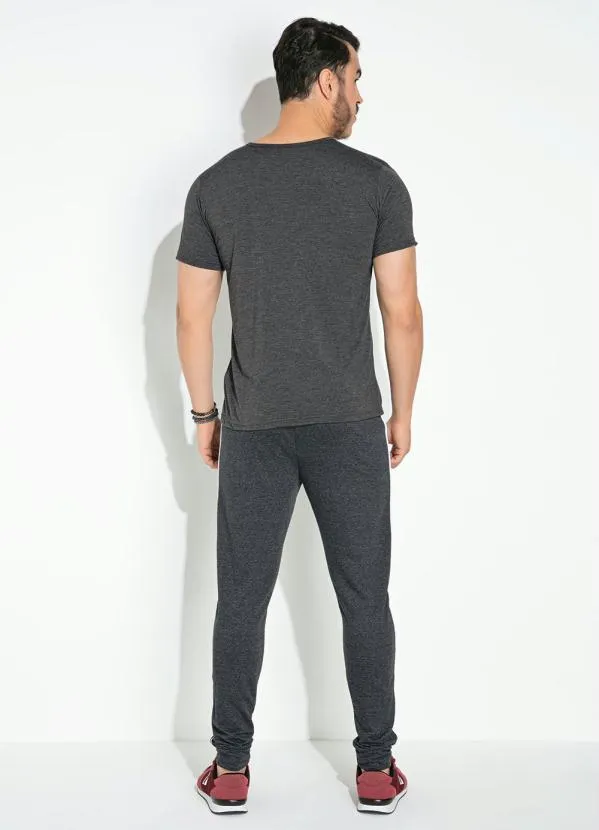 Moda Pop - Camiseta Chumbo com Estampa Localizada 5