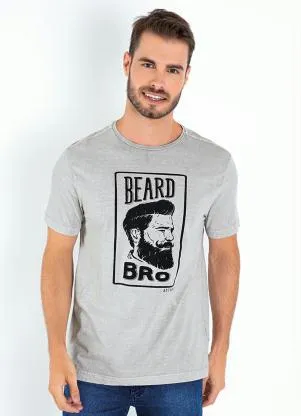 Multimarcas - Camiseta Cinza com Estampa na Frente - MULTIMARCAS