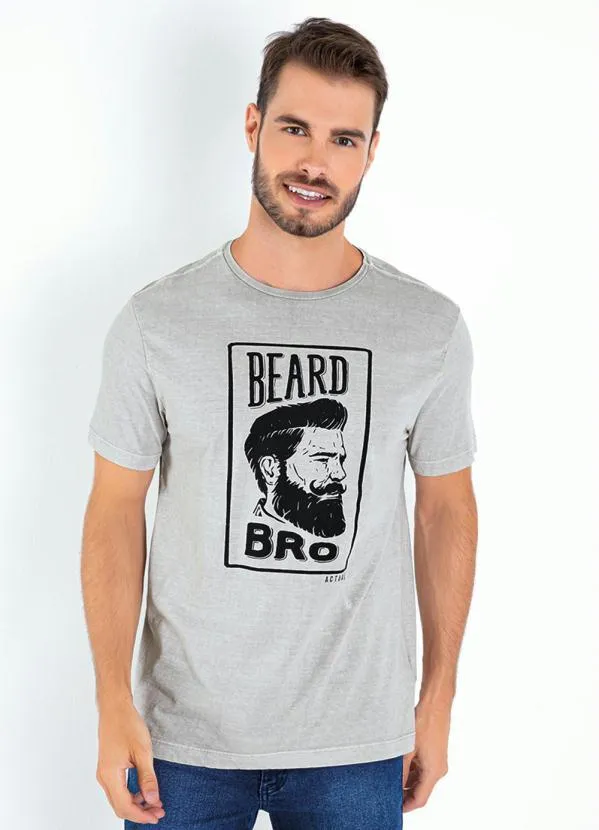 Multimarcas - Camiseta Cinza com Estampa na Frente