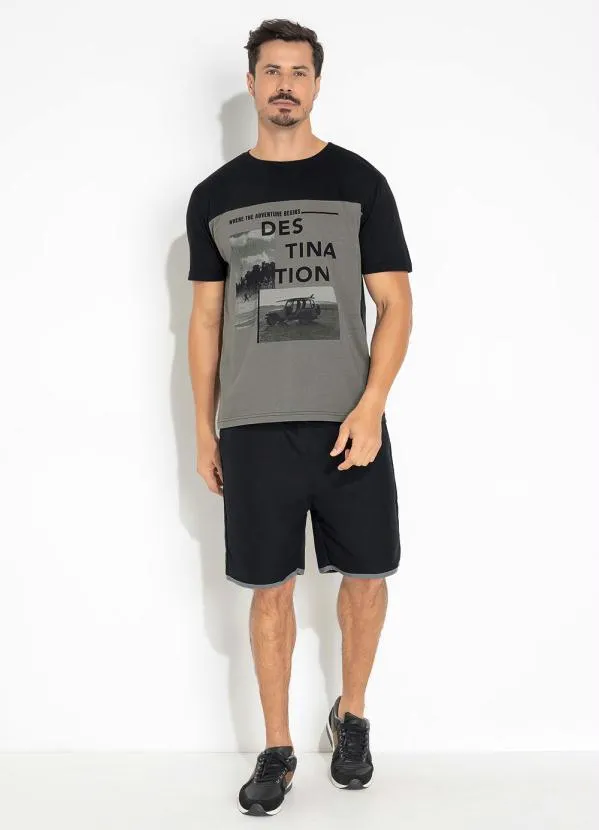 Moda Pop - Camiseta Cinza e Preta com Pala Frente e Costas 3