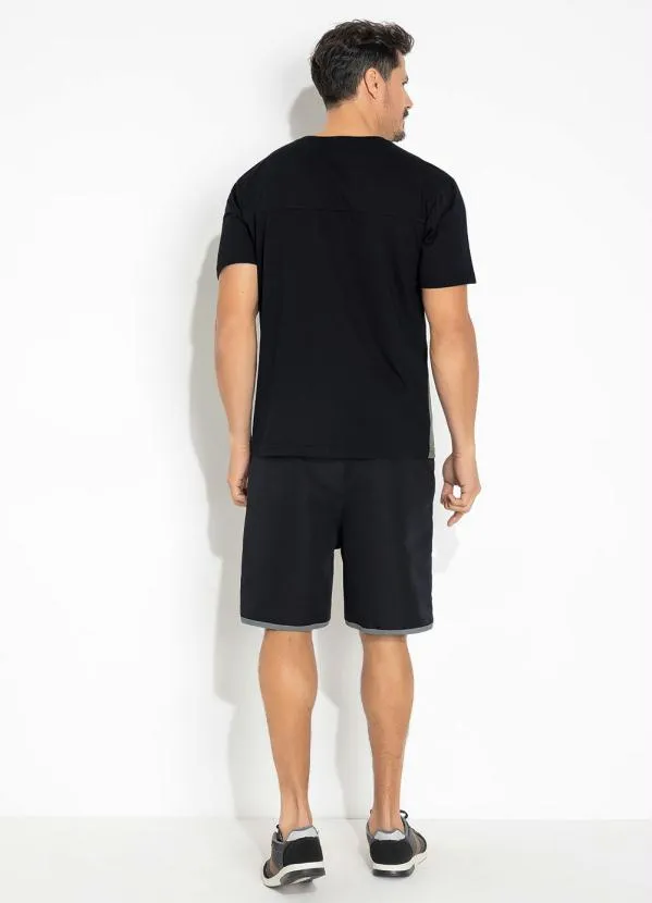 Moda Pop - Camiseta Cinza e Preta com Pala Frente e Costas 4