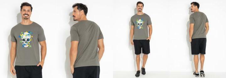 Camiseta Cinza Estampada