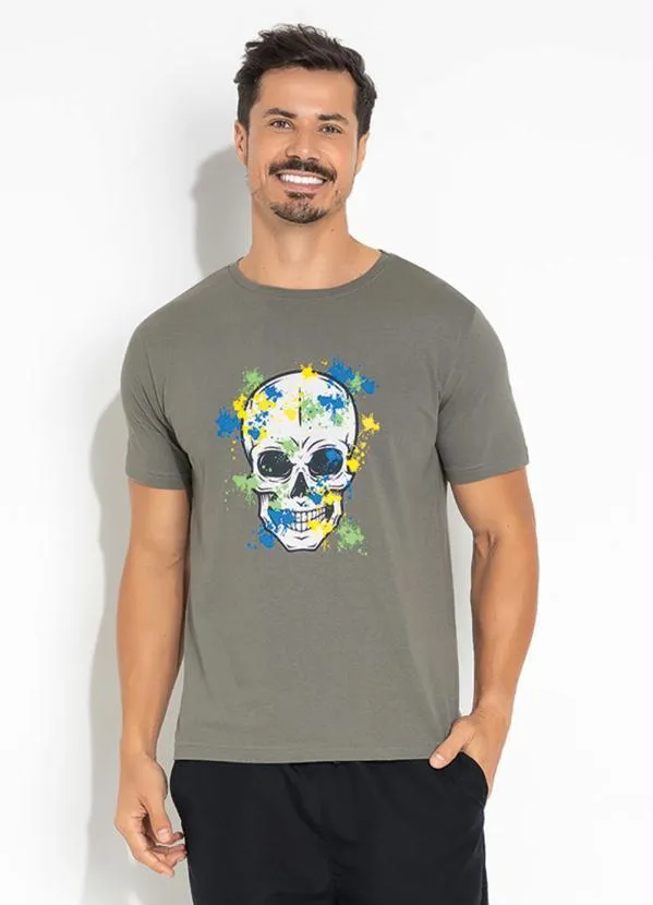 Moda Pop - Camiseta Cinza Estampada