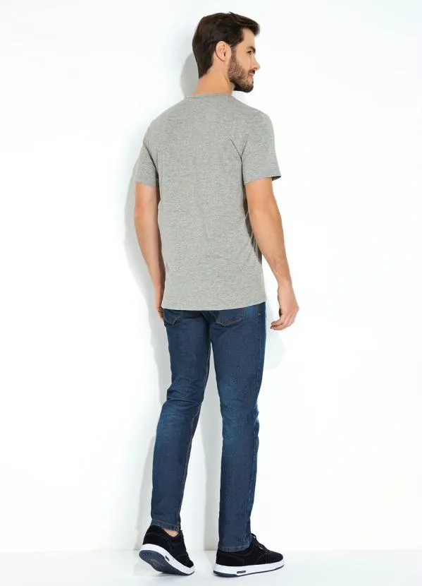 Basicamente - Camiseta Cinza Masculina com Botões 4