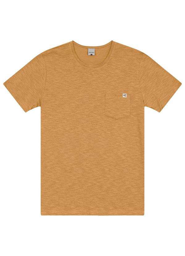 Malwee - Camiseta com Bolso em Malha Rajada Amarelo Mostar 3