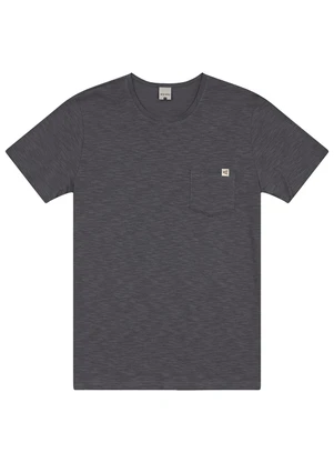 Malwee - Camiseta com Bolso em Malha Rajada Cinza Chumbo - MALWEE