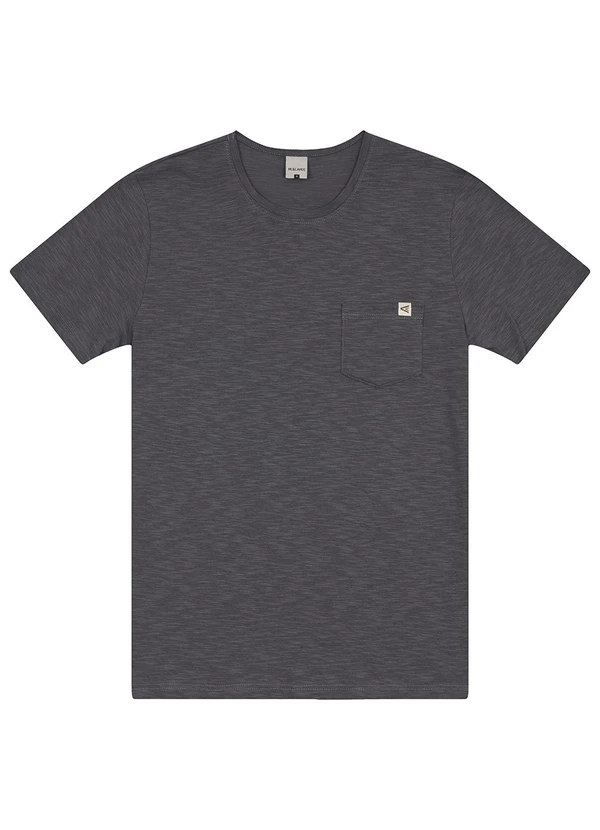 Malwee - Camiseta com Bolso em Malha Rajada Cinza Chumbo 1