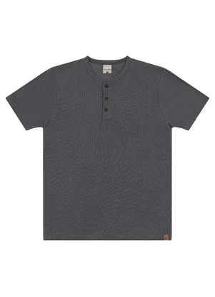 Malwee - Camiseta com Botões em Malha Texturizada Cinza Ch - MALWEE