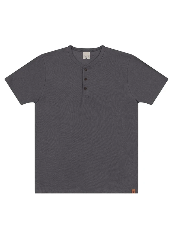 Malwee - Camiseta com Botões em Malha Texturizada Cinza Ch