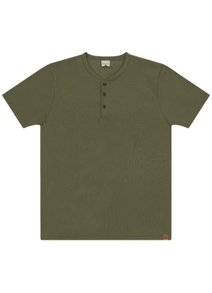 Malwee - Camiseta com Botões em Malha Texturizada Verde Mi - MALWEE