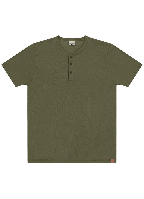 Malwee - Camiseta com Botões em Malha Texturizada Verde Mi