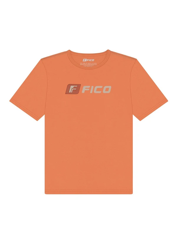 Fico - Camiseta com Estampa em Algodão Penteado Laranja