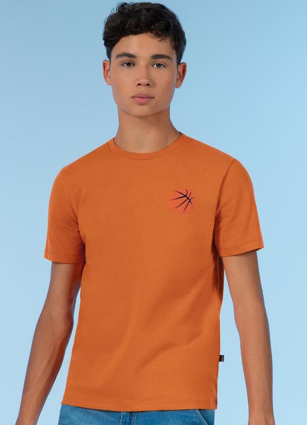 Exco - Camiseta com Estampa Frente e Costas Laranja