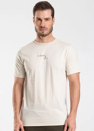 Diametro - Camiseta com Estampa Localizada Bege - DIAMETRO