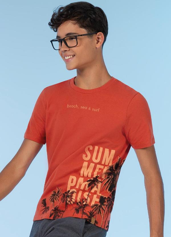 Exco - Camiseta com Estampa Praiana Laranja