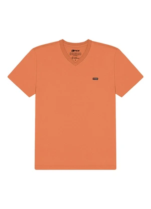 Fico - Camiseta com Gola V em Meia Malha Laranja - FICO