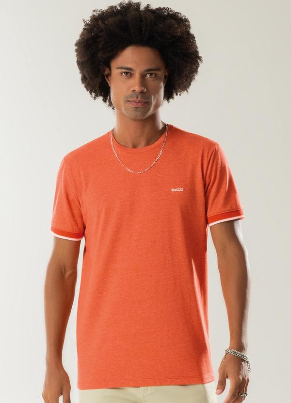 Exco - Camiseta com Retilínea e Bordado Laranja