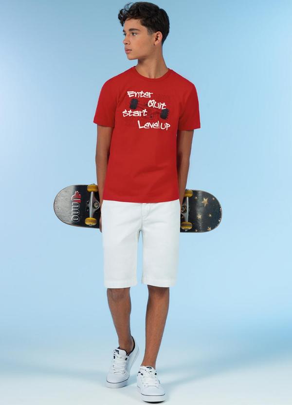 Exco - Camiseta Comfort Estampa com Puff Vermelho 2