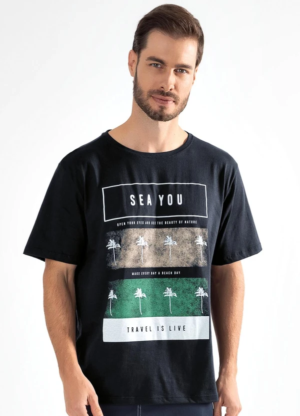 Moda Pop - Camiseta Coqueiros em Malha de Algodão