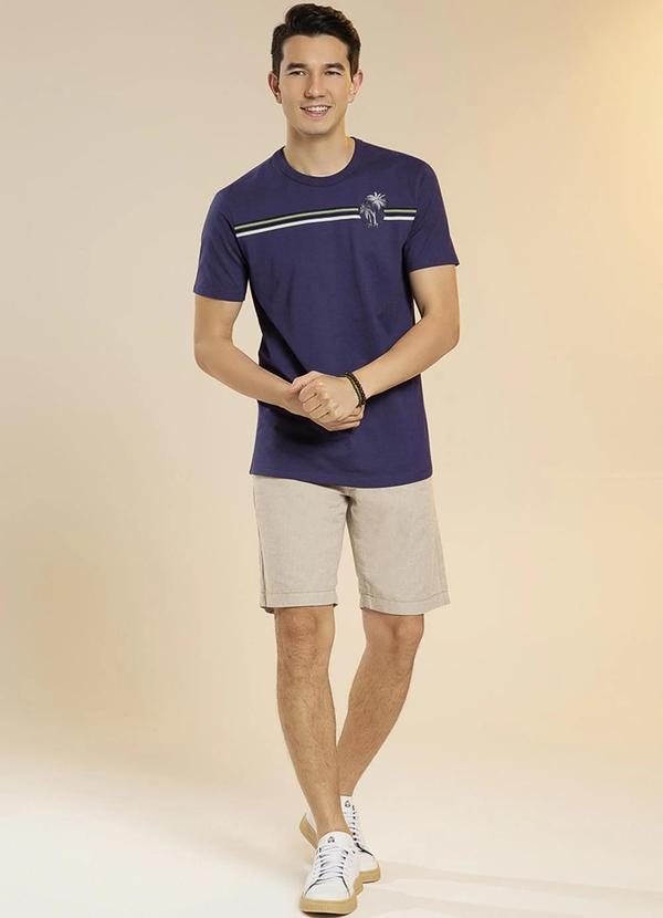 Habana - Camiseta de Manga Curta Estampada com Gel Azul 2