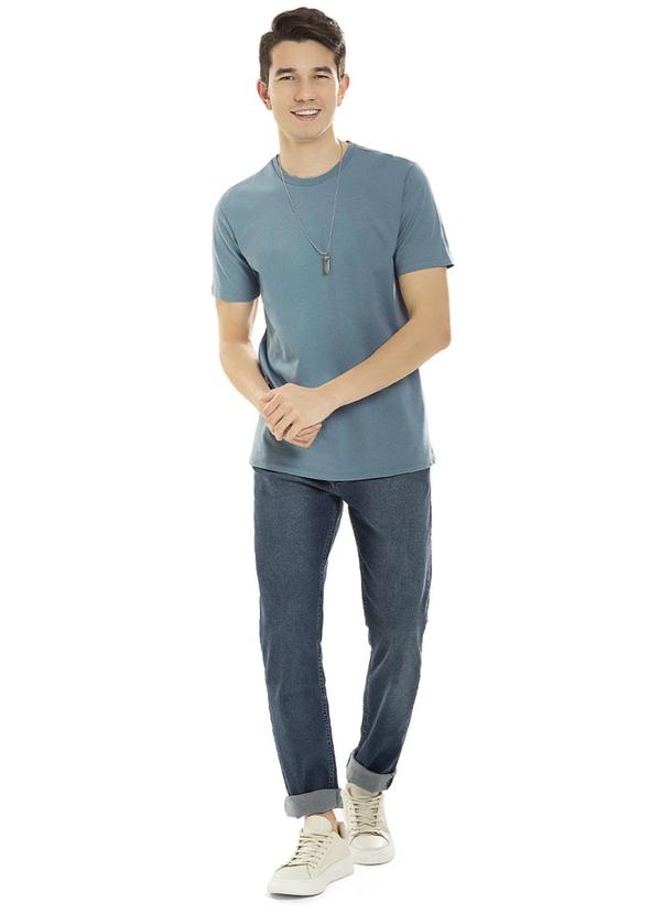 Habana - Camiseta de Manga Curta Masculina Básica Azul 2