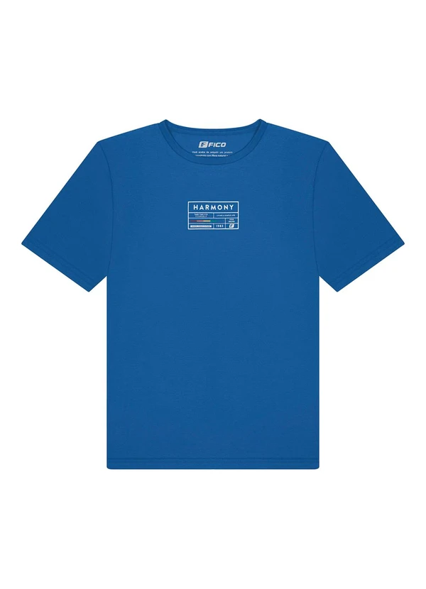 Fico - Camiseta de Mangas Curtas em Malha Cotton Azul 3