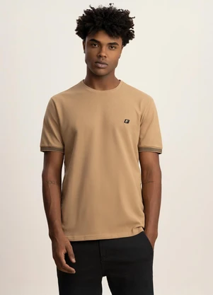 Fico - Camiseta de Mangas Curtas em Malha Piquet Bege - FICO