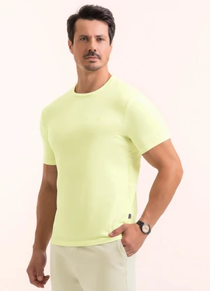 Exco - Camiseta em Algodão Premium com Ribana Amarelo - EXCO