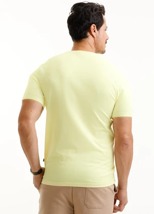 Exco - Camiseta em Algodão Premium com Ribana Amarelo - EXCO