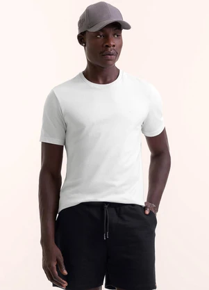 Exco - Camiseta em Algodão Premium com Ribana Branco - EXCO