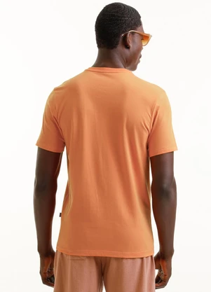 Exco - Camiseta em Algodão Premium com Ribana Laranja - EXCO