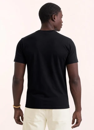 Exco - Camiseta em Algodão Premium com Ribana Preto - EXCO