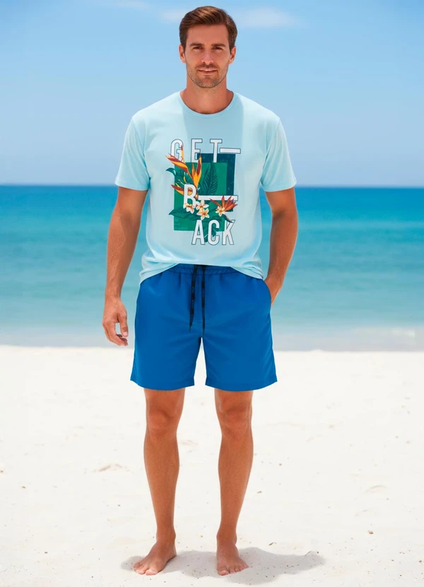 - Camiseta em Malha Azul 1