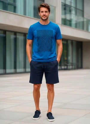 Fakini - Camiseta em Malha Azul - FAKINI