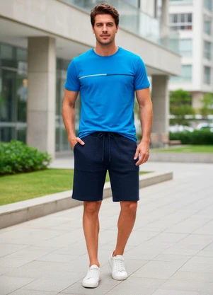 Fakini - Camiseta em Malha Azul - FAKINI