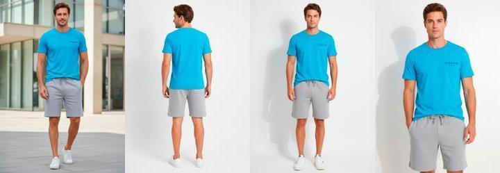 Camiseta em Malha Azul