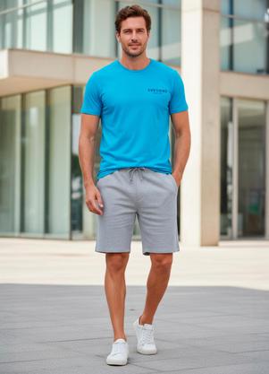 Camiseta em Malha (Azul)