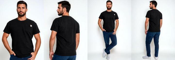 Camiseta em Malha Canelada Preta