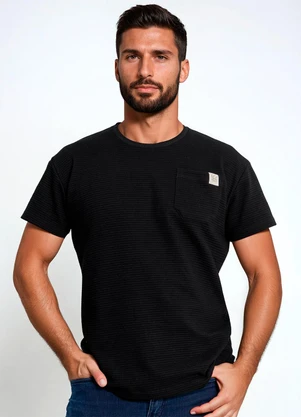 Camiseta em Malha Canelada (Preta) - undefined