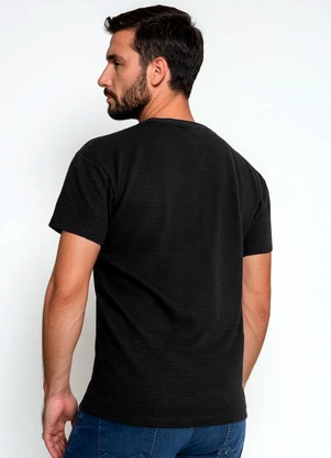 Fakini - Camiseta em Malha Canelada Preta - FAKINI